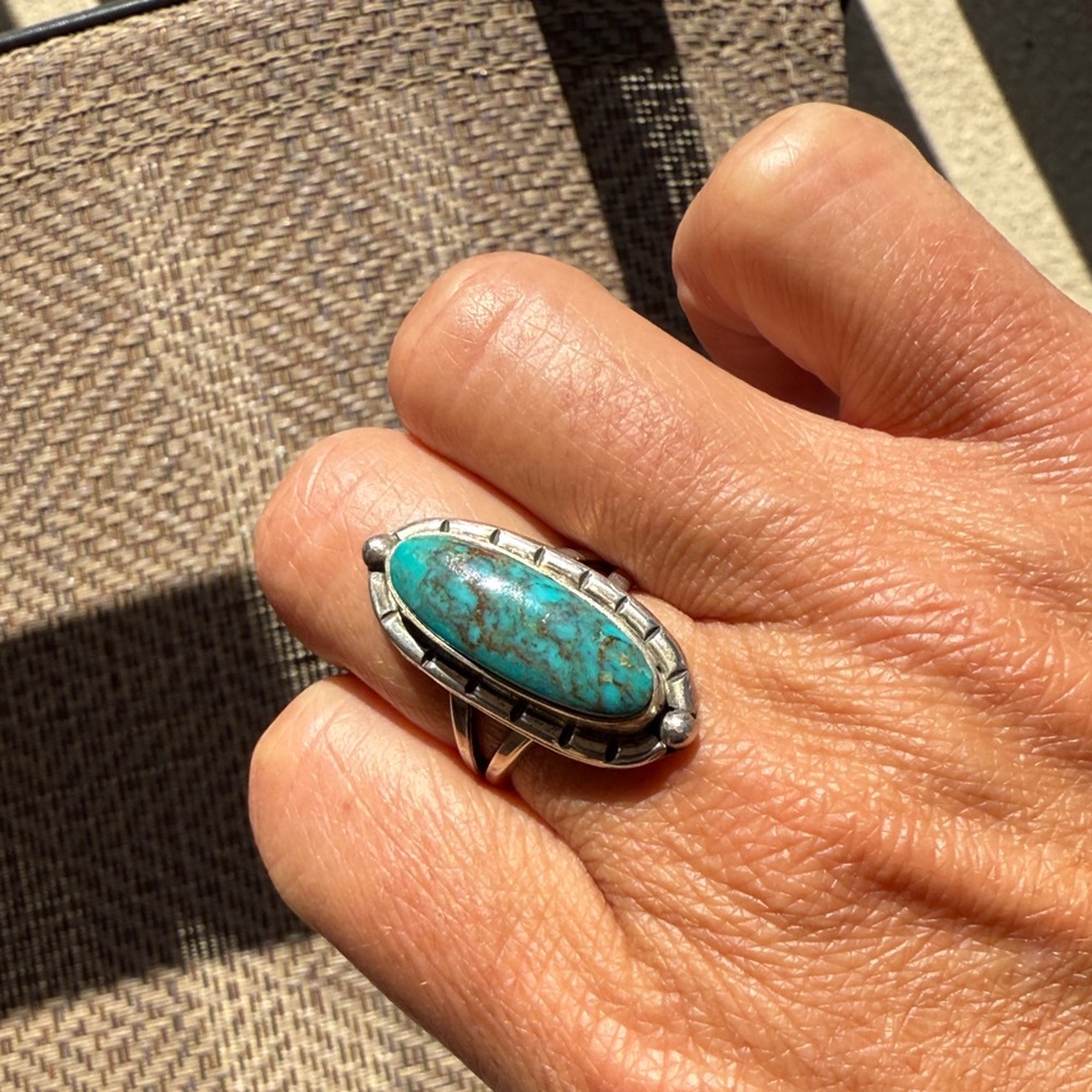Authentic Turquoise Silver Ring - image 8